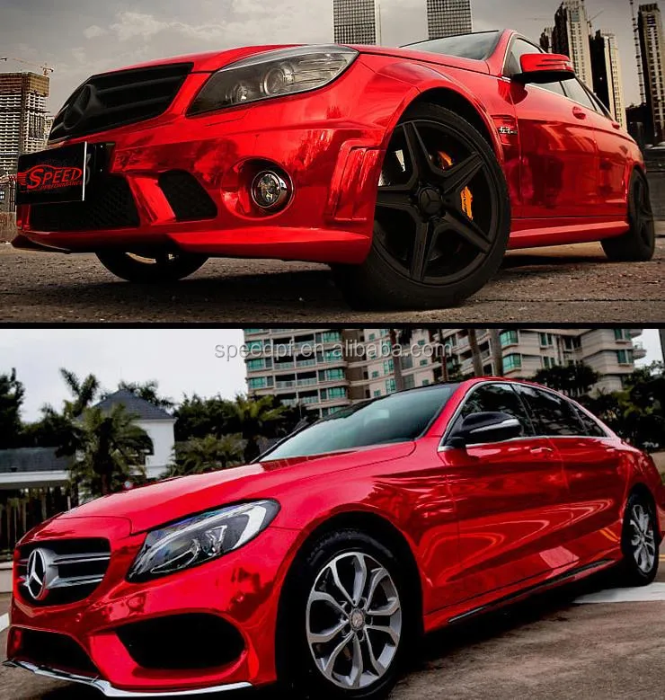 65FT x 5FT Red Flexible Chrome Vinyl Film for Car Wrapping Color