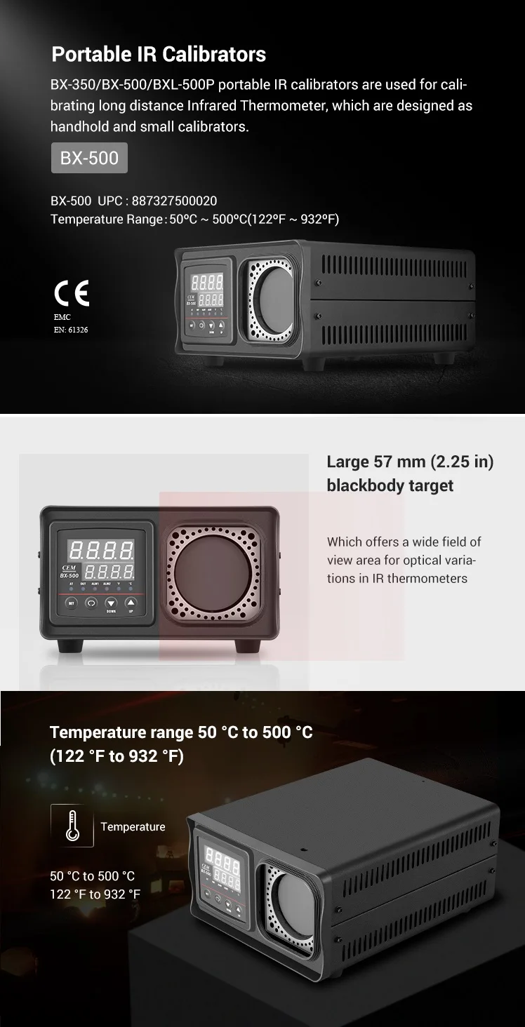 Cem Bx500 500c/932f Portable Blackbody Temperature Calibrator For