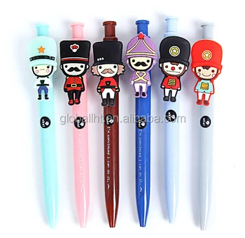 promotional 0.5mm tip   British soldier cartoon PVC  character ball pen