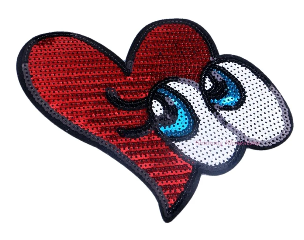 Source Children Clothes Clothing Embroidered Patch Heart Eyes Sequined  Patches Badge Brand Name sticker Cartoon Motif Applique on m.