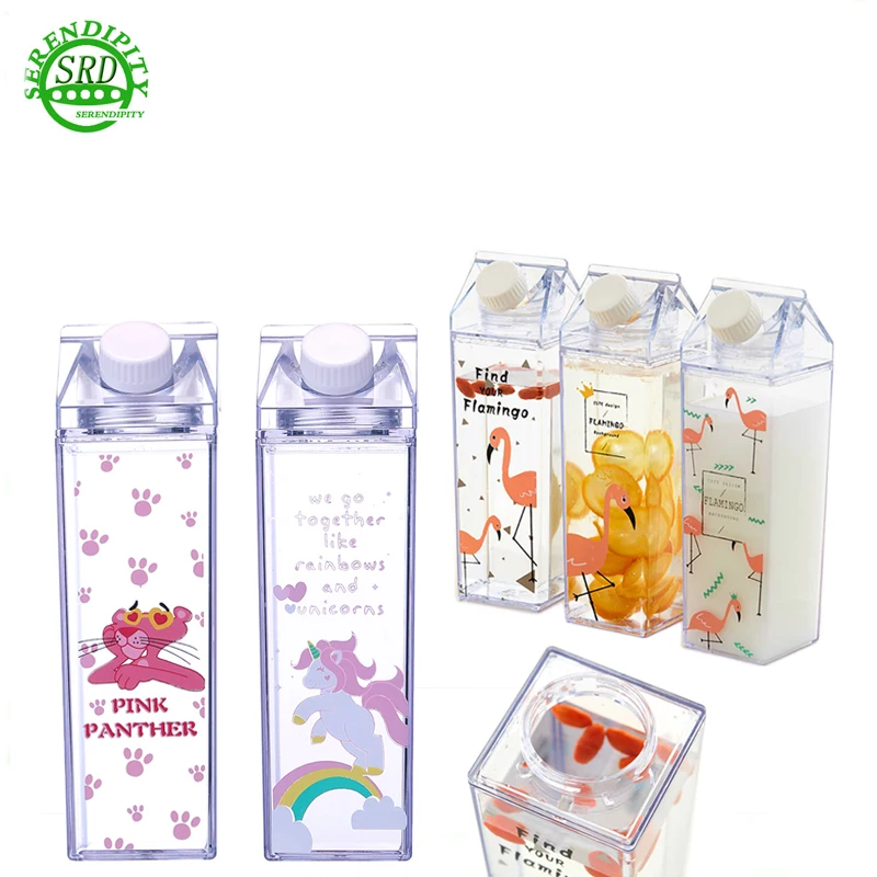 500ml Rectangle Transparent Milk Carton Shaped Plastic Water Bottle Wholesale