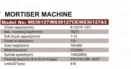 MS36127CE Woodworking Machine Chain Mortising Machine