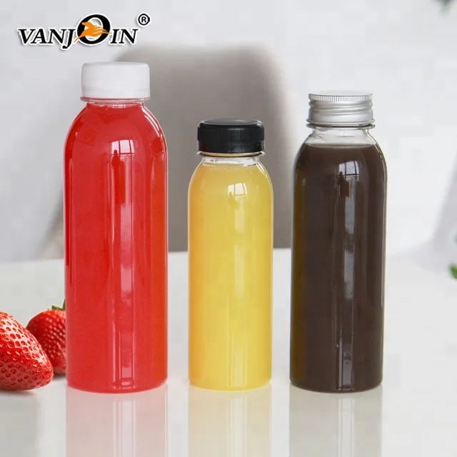 Custom Designed 250ml/350ml Round Shape PET Plastic Juice Bottles for Labeling