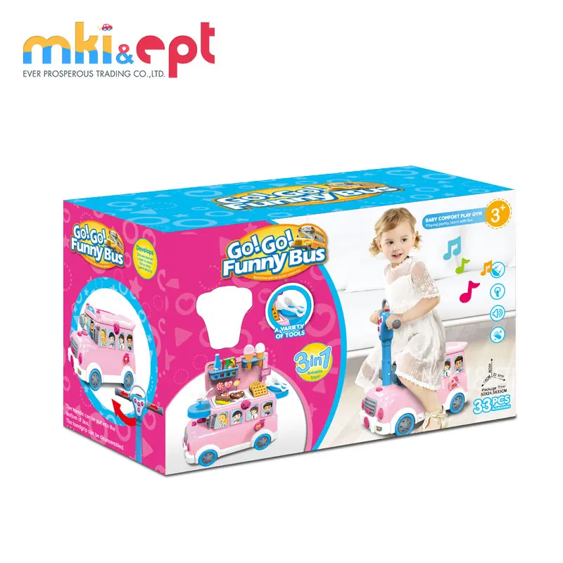 EPT Kid Multifunction Pretend Food Play Set Dessert Big Bus Toy with Light