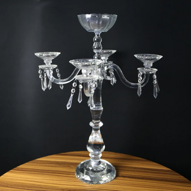 5 ветвей, оптовая продажа, Свадебный хрустальный канделябр, подвесной стеклянный шар, подсвечник