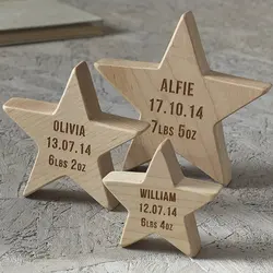 Деревянное украшение в виде звезды на заказ, гравировка логотипа в виде звезд из клена