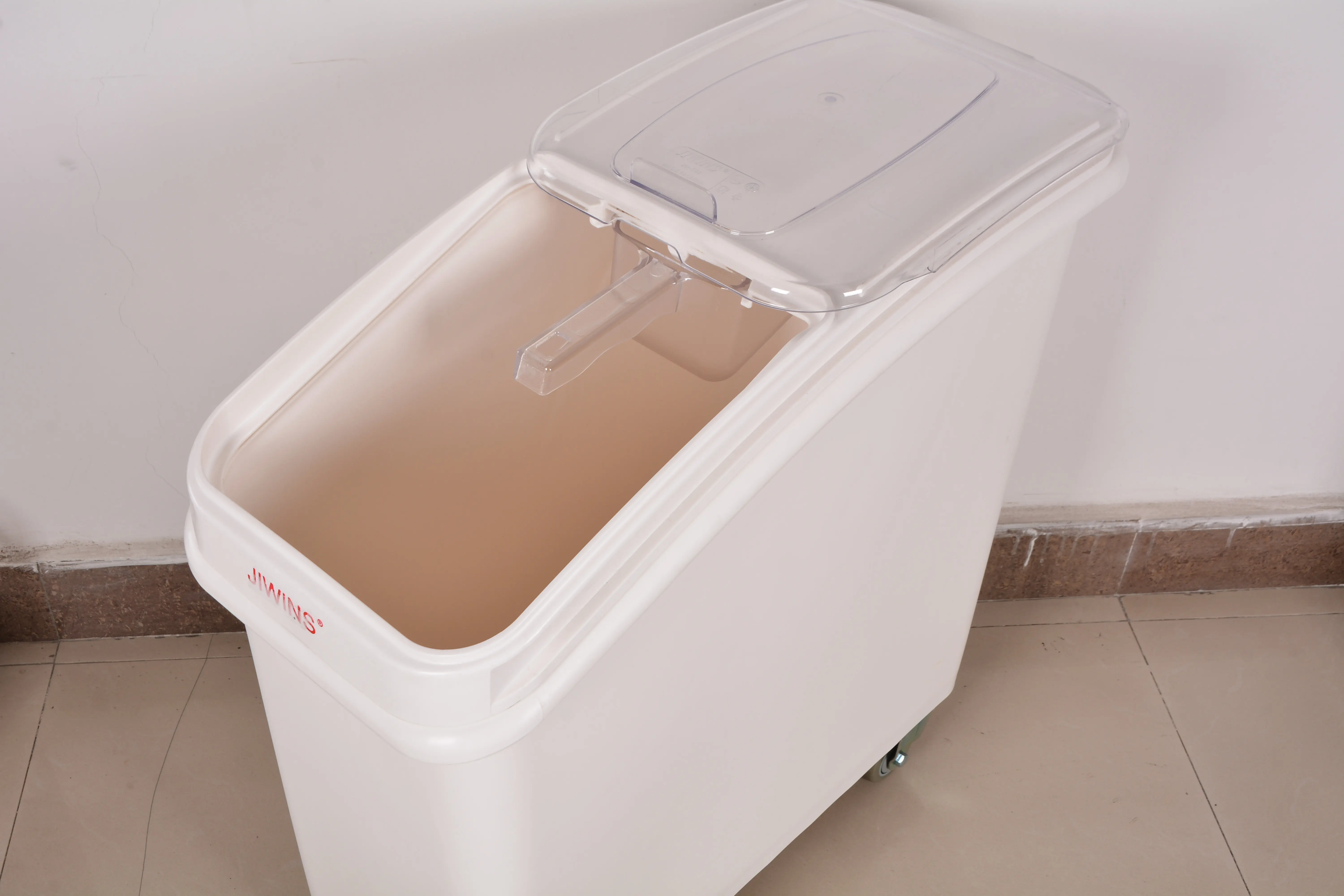 Movable Plastic Food Storage Container Cart - Ingredient Bin Trolley