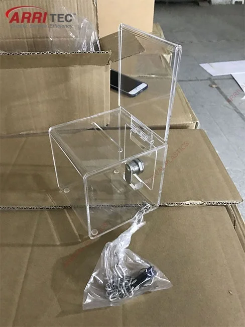 Custom Acrylic Donation Box Suggestion Box Secure Donation Box with Lock Cash Storage Container for Fundraising