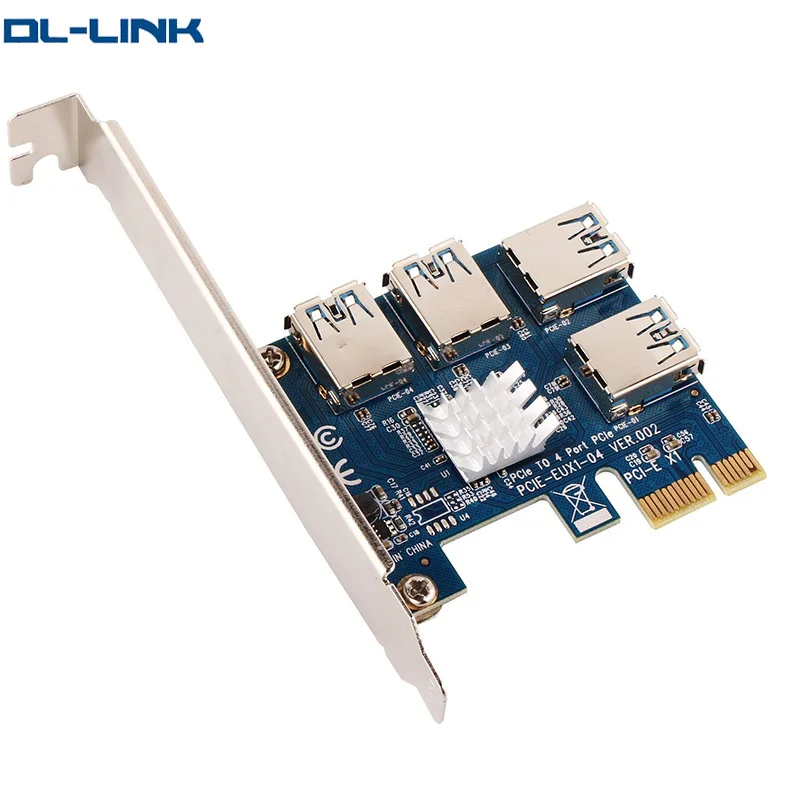 Eux104 Pcie Card Slots 1 To 4 Pci Express 16x Riser Card Pci E 1x Slot 4 Pcie External Pcie Adapter Card Port Multiplier Buy Pci E Riser Cable With Molex Connector 1x