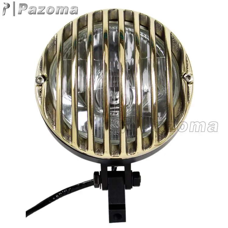 Aftermarket Worryfree Motorcycle Grill Brass Front Headlights Lamp