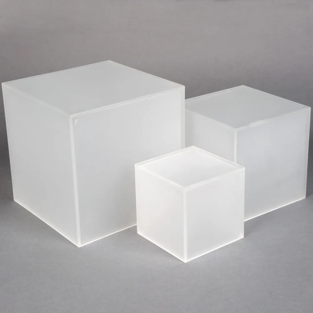 12″ Frosted Square 5-Sided Acrylic Cubes - Acrylic Display Manufacturing