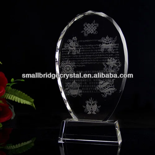 Customized Design Round Blank K9 Crystal Trophy Award Glass Trophy Plaque Engraving