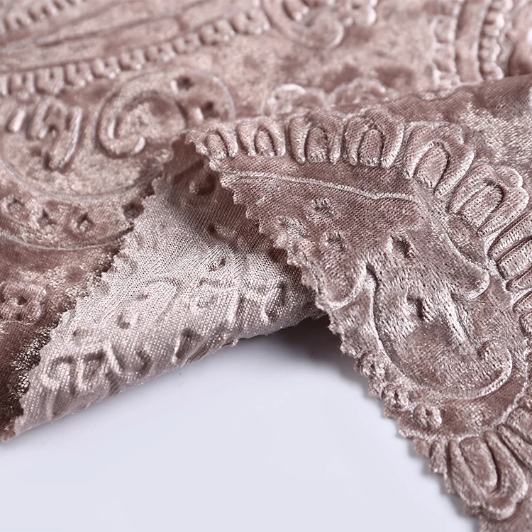 High Quality Embossed Devore Blush Elastic Velvet Fabric