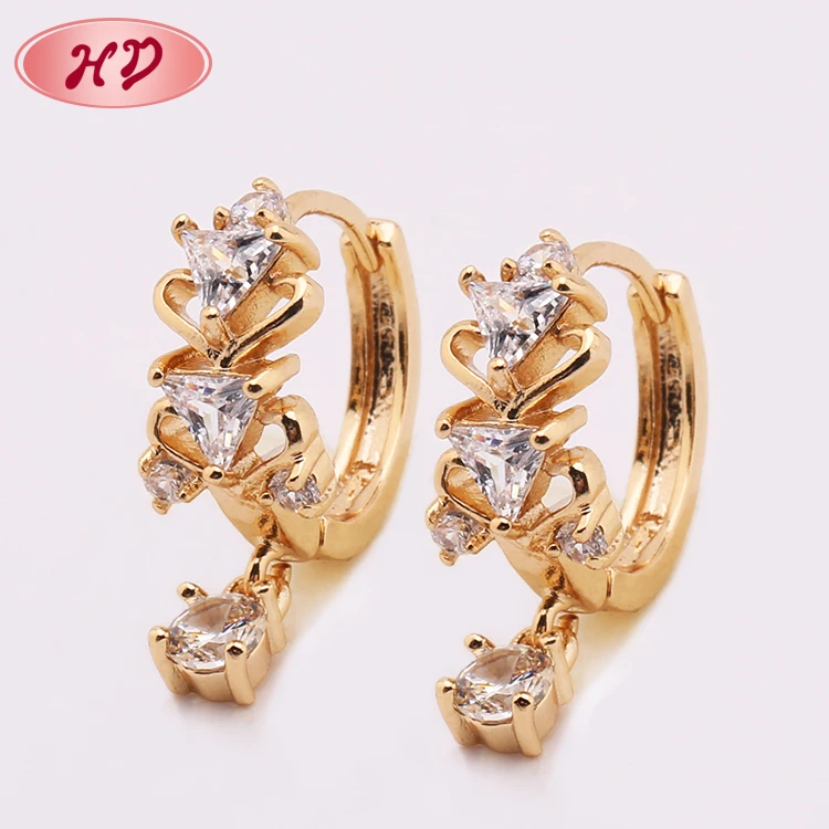 18K Gold Plated Color Change Latest Cute Girls Jewel Earrings