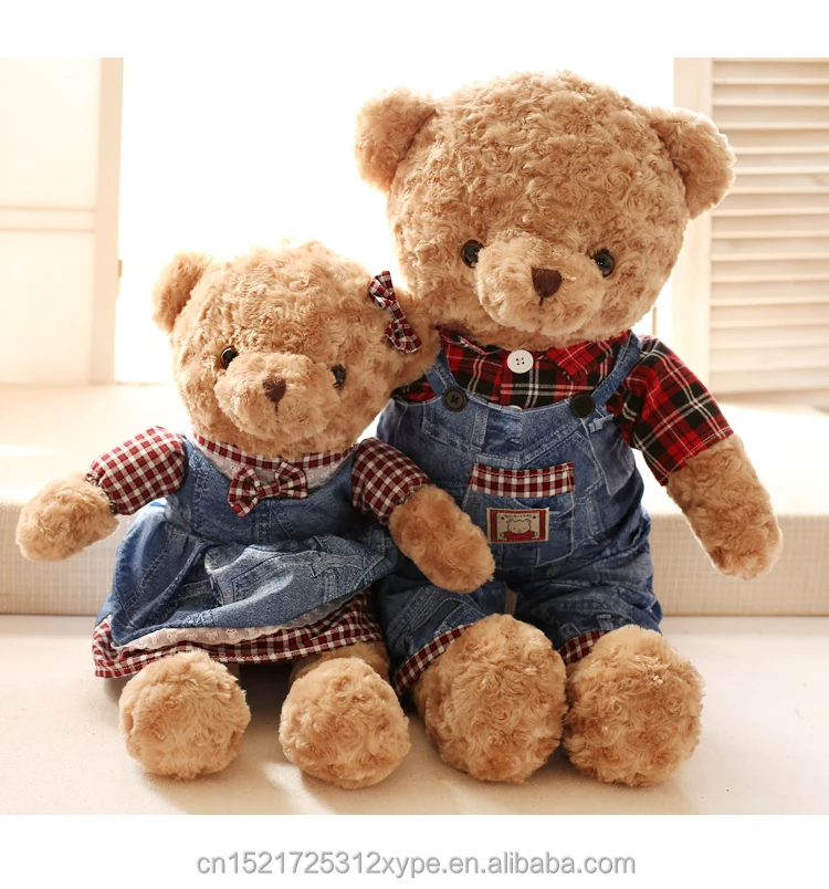 Custom Colorful Plush Teddy Bear Wearing Cowboy Clothing Popular PP Cotton Filled Teddy Bear
