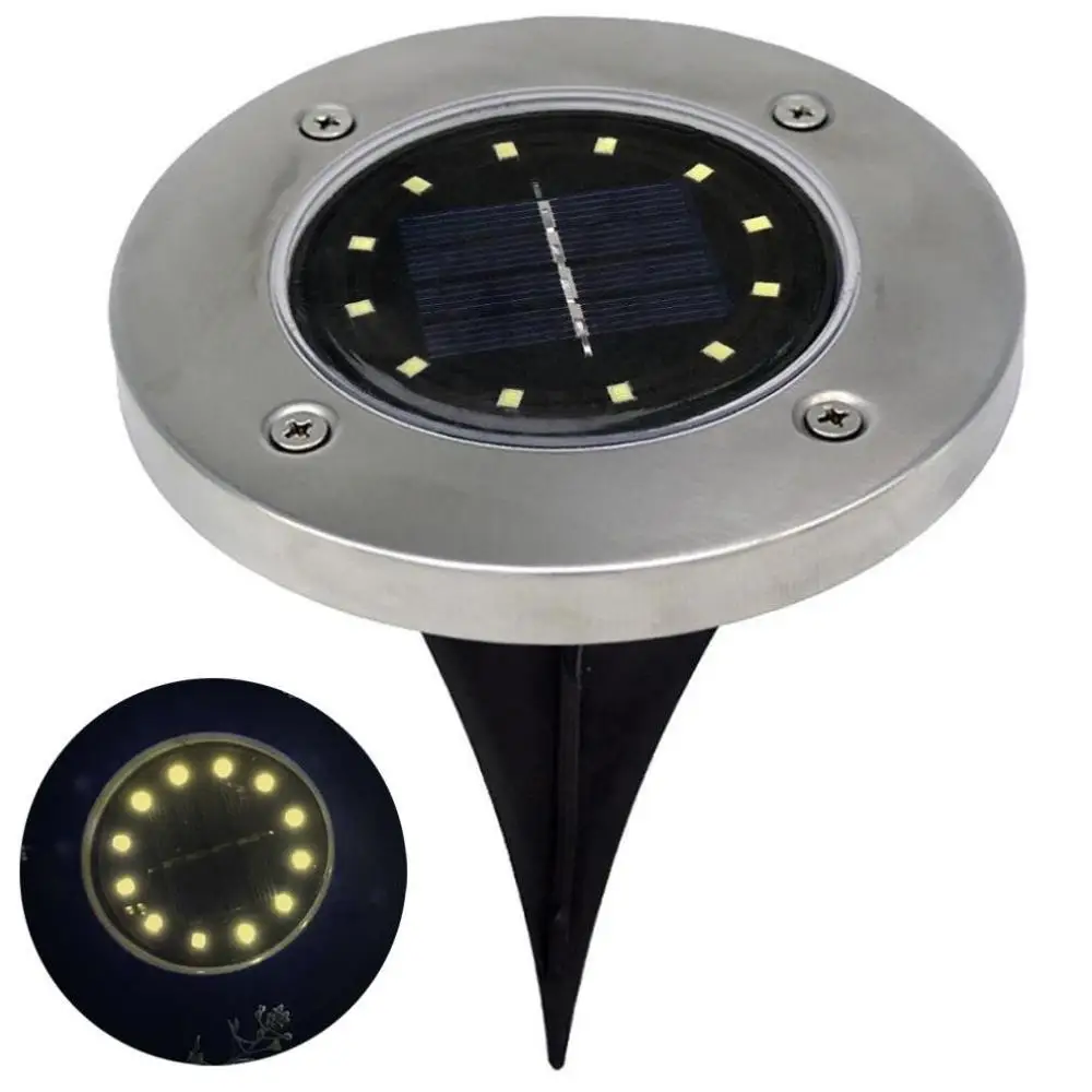 
Светодиодный светильник в помещении, 12 светодиодов, питание от солнечной энергии, наземная лампа, наружный путь, садовый декоративный светильник 