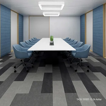 Easycarpeter TACK191 New Products 25X100cm Office Removable Soundproof PVC Backing Carpet Tiles for USA