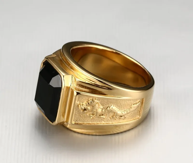 Exaggeration Restoring Ancient Ways Finger Ring Stainless Steel Dragon Shaped Gold Printed Finger Ring