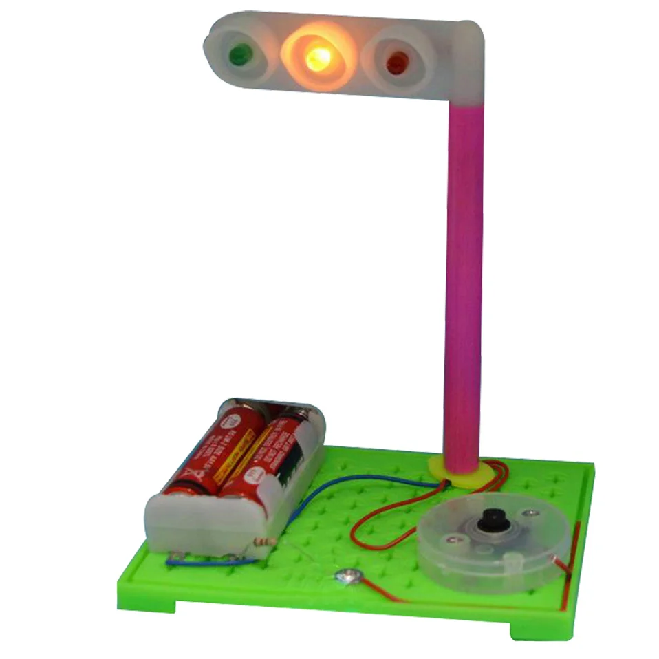 Science Toy Wooden Traffic Light Model Kits DIY Project School Teaching Aids 