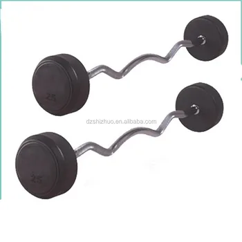 Commercial gym equipment fixed rubber Straight curl barbell AP16