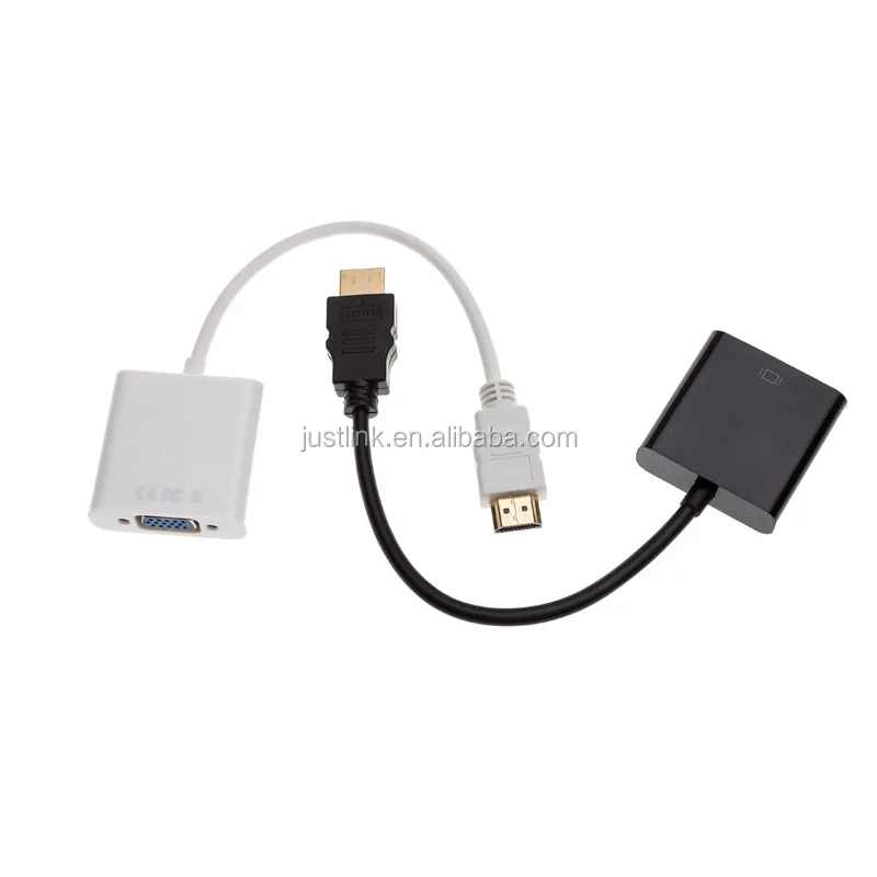 Kabel adaptor HDMI ke VGA, konverter pria ke wanita untuk PS4 1080P Digital  ke Video Analog Audio PVC untuk PC Laptop Tablet
