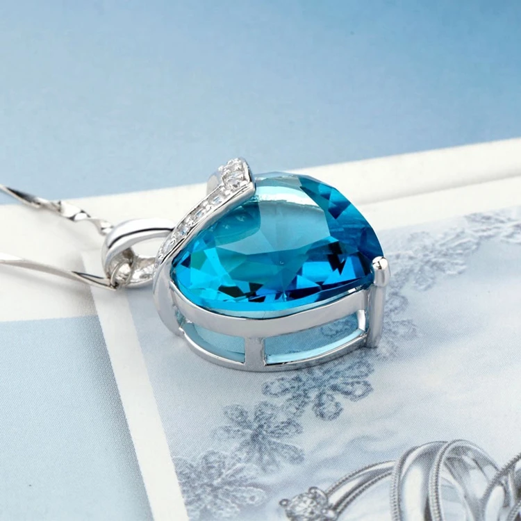 Custom Heart Sapphire Necklace - Brass & Silver