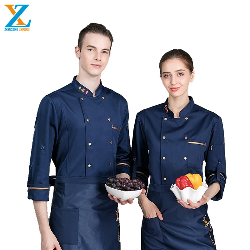 OEM High-Quality Long-Sleeve Cross-Necked Chef Uniforms For The Restaurant