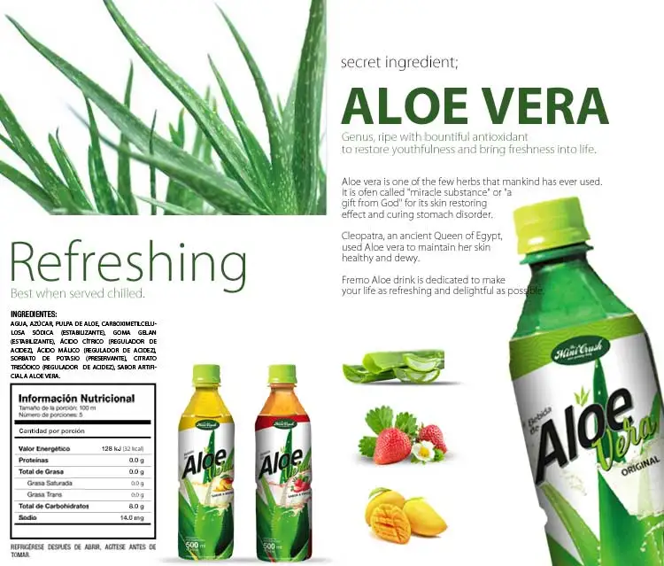 Customized Pet Bottled Aloe Vera Drink With Original Flavor Low Sugar