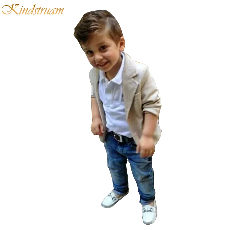 2016 New Arrival Baby Boys Clothing Sets 3 Pieces Blazer T Shirt Jeans European Style Children