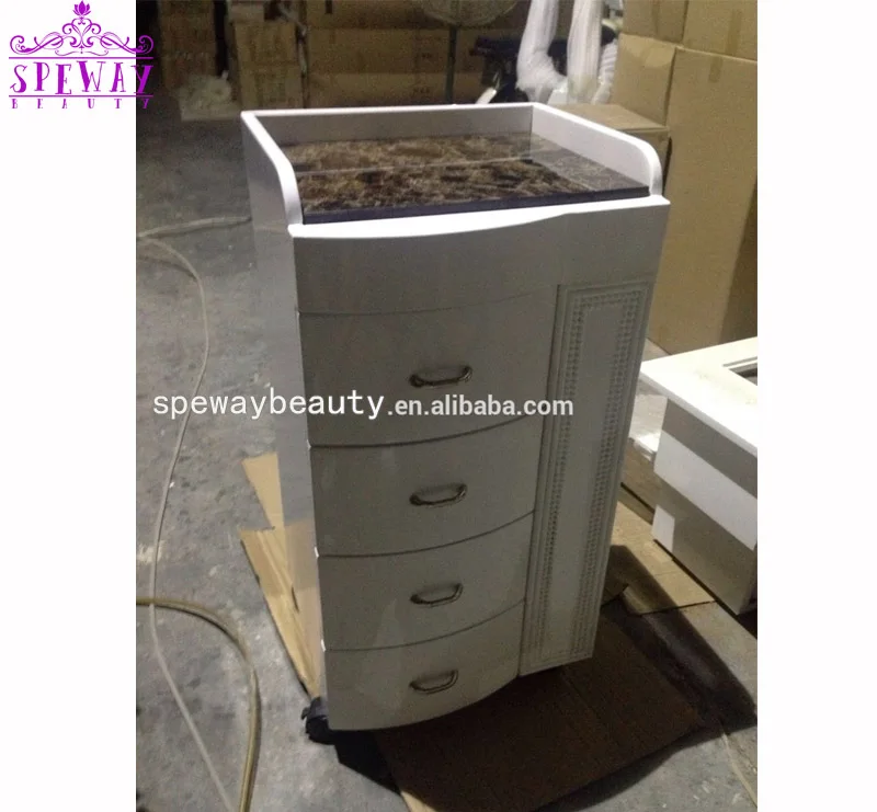 High Quality Customized Size Modern Beaty Salon Furniture Salon Hairdresser Storage Trolley Wooden Pedicure Facial Trolley