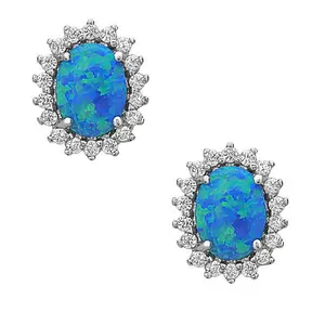 Best Jewelry 925 Sterling Silver New Design Opal Natural Stone Stud Earrings