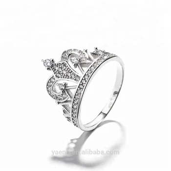 Fashion 925 Silver Jewelry CZ Engagement Crown Ring Index Finger Rings Three Colors Available