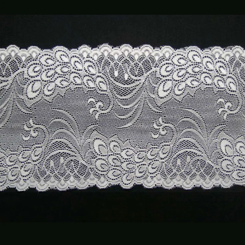 Korean Lace Peacock Feather Design Elastic Lace Trim