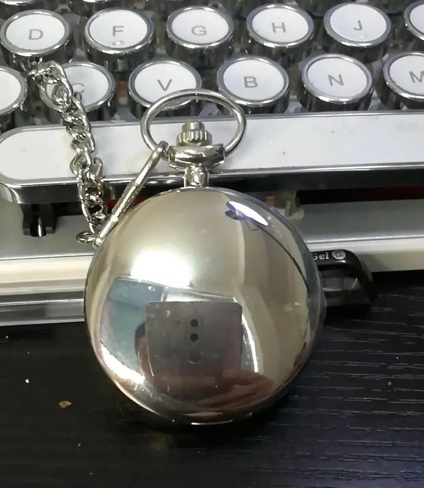 Smooth Bright Retro Two Faced Black Necklace Roman Silver Pocket Watches