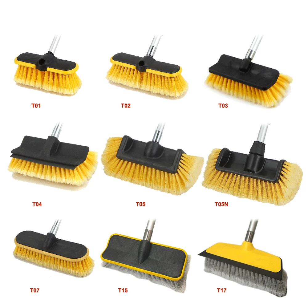 Vehicle Wash Brush with Soft Bristle and Detachable Aluminum Pole Handle, Includes On/Off Water Control Car Cleaning Brush