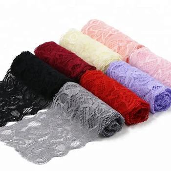 Black5 Yards 8cm Width Stretch Lace Trim Fabric Elastic Lace Flowers Embroidered Ribbon for Garment Craft Embellishment Wedding