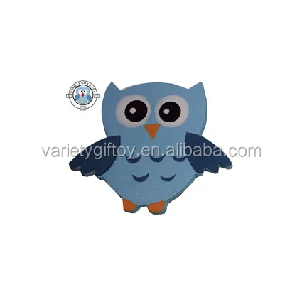 WOODEN GREEN OWL SHAPE FRIDGE MAGNET for HOME DECORATION