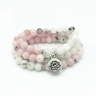 SN1548 OM Bracelet For Women Meditative 108 Mala Yoga Jewelry 8mm Black Link Jade &amp; Cherry blossom Stone Necklace or Bracelet