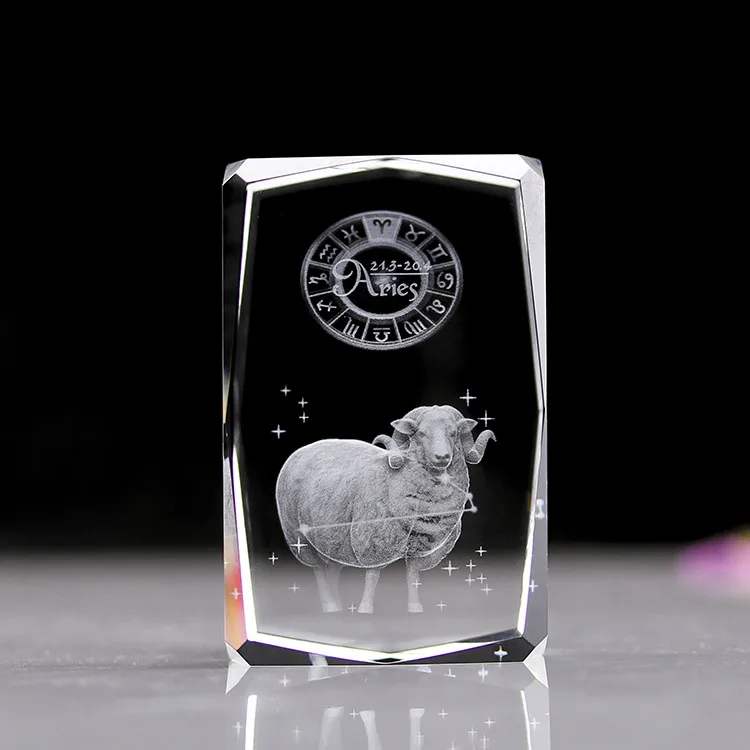 12 Zodiac Souvenir Aries Engraving k9 3d laser crystal gifts set