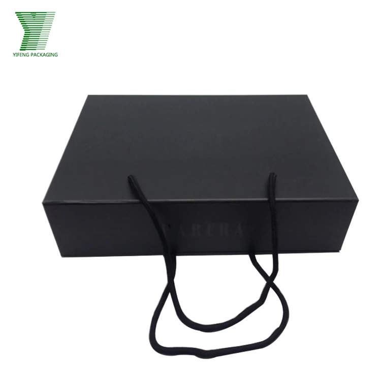 Wholesale Cheap Plain Custom Shoe Boxes Black Cardboard Packaging Box with Handles