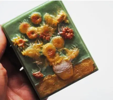 Handmade Van Gogh Create Sunflower Pattern Soap Craft Silicone Mold