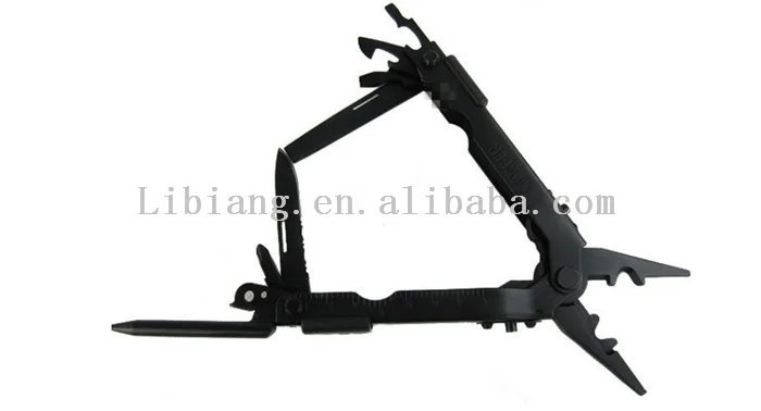 Wholesale black stainless steel  portable multifunction folding  plier with opener knife cutter  screwdriver