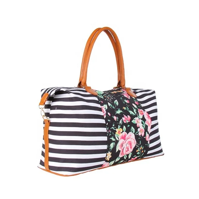 Leopard Floral Canvas Tote Duffle Bag 