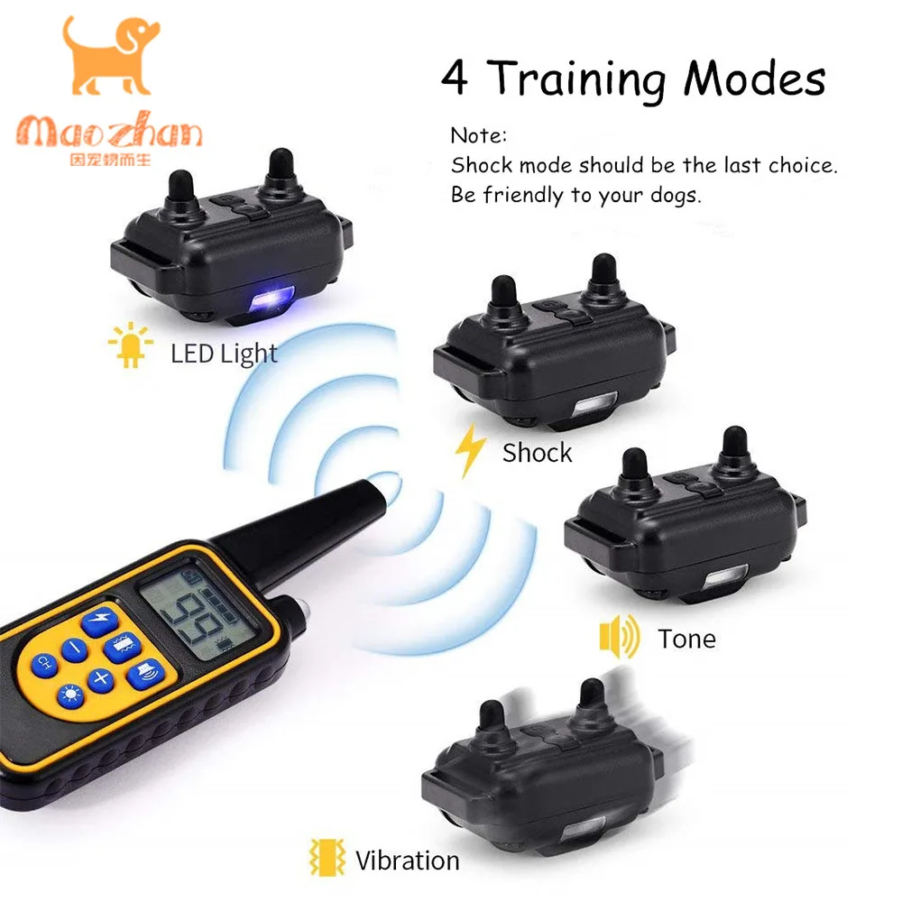 Newest Style Pet Trainer Device Humane Shock USB Rechargeable Dog Training No Barking Anti Bark Collars