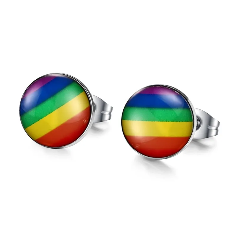Arco Iris Orgullo Gay pendientes de cinta de casete Acero Inoxidable Calidad LGBT 