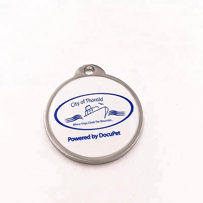 Горячая Распродажа, металлические эмалированные наклейки на заказ, идентификационные бирки для собак с qr-кодом и брелоком 15 мм