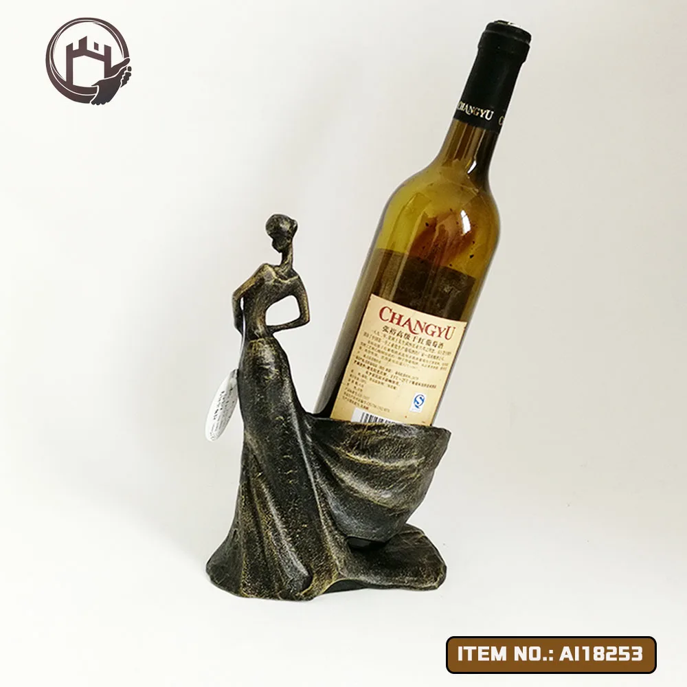 
Старинные антикварные леди в форме чугунный металлический винный держатель бутылки для хранения Шкаф Декор для продажи 