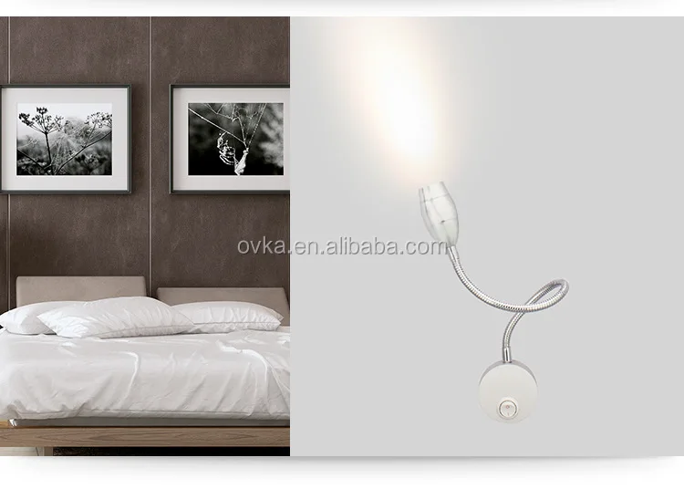 Cheap price bathroom mirror lamp with flexible hose mini led reading lamp for bedroom OEM gooseneck led headboard wall lamp