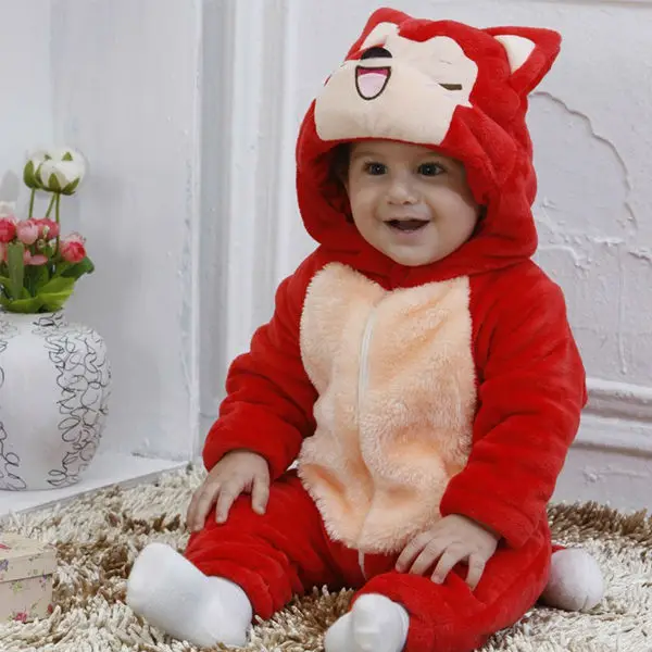 
 Красная лиса ребенок KIGU малыша шерсти животных новорожденный пижамы пижамы костюм Onesie  