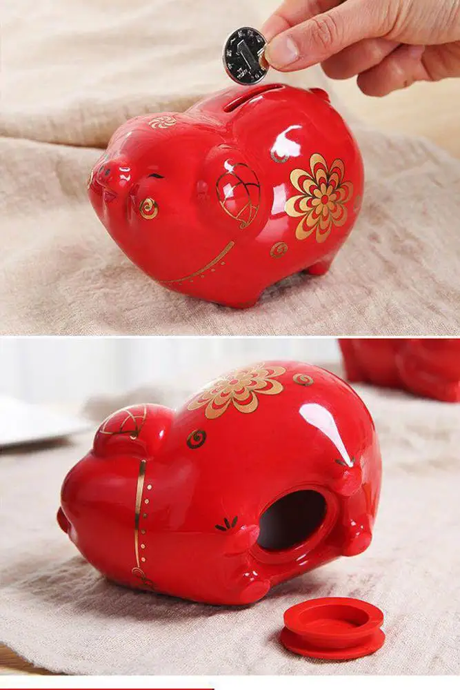 Лидер продаж копилка для монет из красной свиньи керамическая подарков